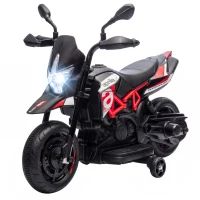 AIYAPLAY APRILIA 6V elektrische kindermotor met lithium-accu, 25W motor, 30° stuurbegrenzing en afneembare zijwieltjes(m-14)