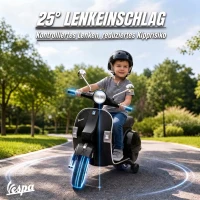 AIYAPLAY Elektryczny motocykl dziecięcy Vespa PX150 12V z akumulatorem litowym 35W 2 silniki 25° ograniczenie skrętu dla dzieci 3-6 lat(m-7)