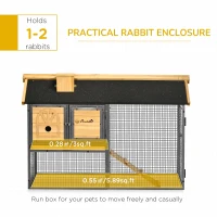 PawHut Outdoor Rabbit Hutch, with Run, Removable Tray, Asphalt Roof, 120 x 55.5 x 80cm(m-4)