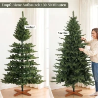 HOMCOM Kunstkerstboom 180 cm met inklapbare houten standaard, 1438 takpunten, groen(m-7)