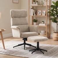 HOMCOM Sillón Relax con Reposapiés Reposacabezas Ajustable Giratorio Reclinable Asiento con Muelles Respaldo Alto Marrón(m-2)