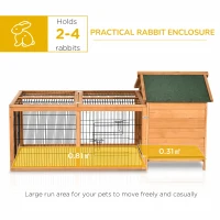 PawHut Wooden Rabbit Hutch Outdoor, Guinea Pig Hutch, Detachable Small Animal Cage with Openable Run & Roof Lockable Door Slide-out Tray 146 x 95 x 69cm(m-12)
