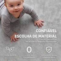 AIYAPLAY Tapete Infantil 127x127 cm, Espuma 3 cm, Flanela Suave, Antiderrapante, Resistente à Água, Cinzento-Claro(m-7)