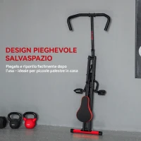 SPORTNOW Macchina Total Crunch Pieghevole con Seduta Regolabile, in Metallo e Plastica, 57x105x115 cm, Rosso(m-6)