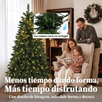 HOMCOM Árbol de Navidad 180 cm con 250 Luces LED 11 Modos Mando a Distancia 800 Puntas Base de Acero Plegable Verde(m-7)