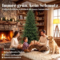 HOMCOM Kunstkerstboom 180 cm met inklapbare houten standaard, 1438 takpunten, groen(m-4)