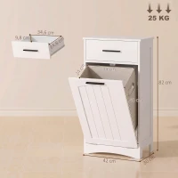 HOMCOM Meuble à Linge avec Tiroir et Compartiment à Rabat, pour Buanderie et Salle de Bain, 42x30x82 cm, Blanc(m-3)