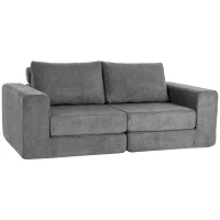 HOMCOM Canapea extensibilă 4-în-1 cu funcție de dormit, extensibilă, canapea pliabilă, 2 locuri, Gri(m-8)