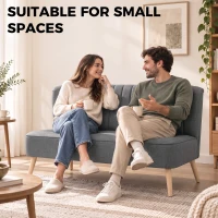 HOMCOM 2 Seater Sofa for Living Room, Modern Linen-Look Fabric Couch, Armless Loveseat Sofa Settee for Bedroom, Dark Grey(m-7)
