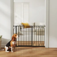 PawHut Wide Dog Safety Gate, with Door Pressure, for Doorways, Hallways, Staircases - Black(m-14)