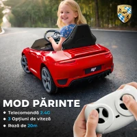 AIYAPLAY Mașină pentru Copii 3-5 Ani cu Licență Oficială RUF GT, Telecomandă, Centură de Siguranță și Muzică, Roșu(m-5)