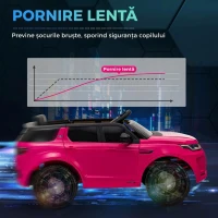 AIYAPLAY Mașină Electrică Copii cu Licență Land Rover Discovery, cu Faruri, Claxon și Centură, din Plastic și Metal, 106x65,5x51 cm, Roz(m-6)