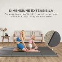 HOMCOM Saltea de Gimnastică Pliabilă, Saltea Fitness Groasă de 5 cm și Antiderapantă, 240x120 cm, Gri(m-6)