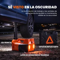 HOMCOM Kit de Gato Hidráulico Eléctrico 5T 12V 14,3-45 cm Luz LED Bomba Aire Llave Hexagonal Martillo Maletín Naranja(m-7)