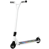 SPORTNOW Scooter Acrobático para Trucos con Plataforma de Aluminio Rodamientos ABEC-7 Ruedas 100 mm Manillar 360° Blanco(m-1)