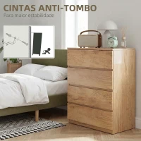 HOMCOM Cómoda de 4 Gavetas para Quarto Moderna Design sem Puxadores para Sala de Jantar Entrada 60x40x80 cm Madeira(m-7)