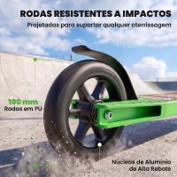 SPORTNOW Trotinete Acrobática para Truques com Plataforma em Alumínio, Rolamentos ABEC-7, Rodas 100 mm e Guiador 360°, Verde(m-5)