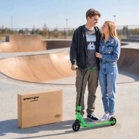 SPORTNOW Scooter Acrobático para Trucos con Plataforma de Aluminio Rodamientos ABEC-7 Ruedas 100 mm Manillar 360° Verde(m-8)