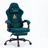 Sedia da gaming con poggiapiedi, morbido cuscino per collo e zona lombare, cuscini di supporto rimovibili, 60x60x122 cm, Blu marino(m-2)