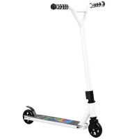 SPORTNOW Scooter Acrobático para Trucos con Plataforma de Aluminio Rodamientos ABEC-7 Ruedas 100 mm Manillar 360° Blanco(m-11)