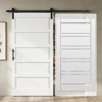 HOMCOM Porta Scorrevole Esterna Muro 106.7x213.4 cm, Porta da Interno Stile Industriale Shaker, Silenziosa, Impermeabile, Bianco(m-5)