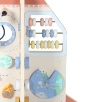 AIYAPLAY Cube d'Activités en Bois Thème Fusée, Cube Éducatif avec Trieur de Formes et Labyrinthe de Perles, pour 2 à 6 Ans(m-12)