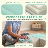 AIYAPLAY Set di 4 Costruzioni Morbide per Bambini 1-3 Anni in Pelle PU e EPE, Verde Chiaro e Beige(m-5)