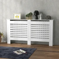 HOMCOM Acoperitor de Radiatoare cu Raft Portaoggetti, din Lemn, 152x19x81 cm, Alb(m-7)