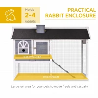 PawHut Wooden Rabbit Hutch and Run with Sliding Tray, Ramp, Water-resistant Roof, for 2-4 Rabbits, Grey(m-4)