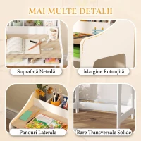 AIYAPLAY Set birou și scaun pentru copii 3-8 ani cu 3 compartimente deschise, margini rotunjite, din lemn, culoare lemn(m-7)