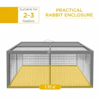 PawHut Wooden Folding Rabbit Hutch, for 2-3 Rabbits - Grey(m-4)