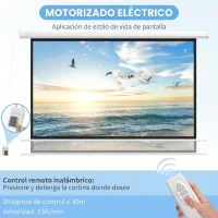 HOMCOM Pantalla de Proyector Eléctrica 120 Pulgadas Pantalla Proyección con Control Remoto 16:9 para Interior Exterior Blanco(m-4)