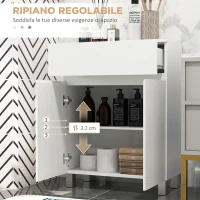 kleankin Mobile Bagno Lucido, Mobiletto Bagno Salvaspazio con Cassetto e Ripiano Regolabile, 60x30x80cm, Bianco(m-5)