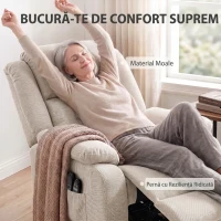 HOMCOM Fotoliu Electric de Ridicare 150°, Șezut Lat, Masaj, Încălzire, Catifea, Bej(m-6)