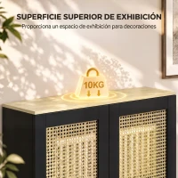HOMCOM Cubre Radiadores con 2 Puertas de Ratán Cubreradiador Cubierta para Radiador para Salón Dormitorio 78x19x75 cm Negro(m-5)