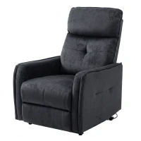 HOMCOM Fauteuil Relax Inclinable Électrique Releve-personnes avec 2 Points de Massage Assise à Ressorts Repose-pieds en Chenille Noir(m-1)