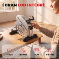 HOMCOM Mini vélo d'appartement pour jambes bras appareil de fitness avec écran LCD dim. 39L x 40l x 31H cm argenté(m-5)