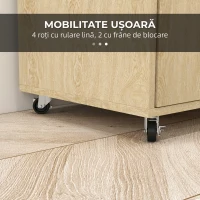 HOMCOM Cărucior de Bucătărie din PAL cu Raft Deschis, Dulap cu 2 Uși și Raft Lateral, 75x40x80,5 cm(m-7)