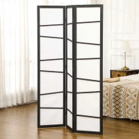 HOMCOM Paravan pliabil cu 3 panouri, din lemn, 120x170 cm, negru și alb(m-7)