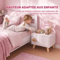 AIYAPLAY Table de Chevet Enfant avec Tiroir, Poignée en Forme de Nuage, pour Chambre d'Enfant, 34 x 31 x 25 cm, Blanc(m-5)