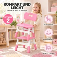 AIYAPLAY Schreibtischstuhl Kinder 2er Set, 26-30cm höhenverstellbar ergonomischer Rückenlehne armlose für 1,5–8 Jahren Rosa(m-7)