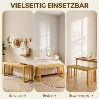 HOMCOM 90 cm Bambus-Schuhbank, Flurbank ohne Rückenlehne, Sitzbank für Eingangsbereich, Natur(m-5)