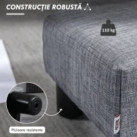HOMCOM Taburet pentru picioare din material textil cu efect de in, capitonat, 40x30x24 cm, gri(m-5)