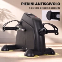 HOMCOM Mini Cyclette Portatile per l'Allenamento di Gambe per Braccia con Display LCD, 35 x 40 x 31 cm, Nero(m-7)