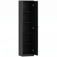 HOMCOM Armadio da Cucina Slim a 5 Ripiani con Spazio Interno Regolabile, in Legno, 40x35x180 cm, Nero(m-1)