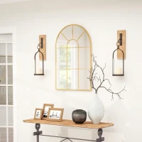 HOMCOM Oglindă de perete în formă de arc, din sticlă și metal auriu, stil modern, 91x2x60 cm(m-7)