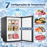 HOMCOM Mini Congelador 84,8 L Silencioso com Porta Reversível, Temperatura Ajustável e 2 Prateleiras Amovíveis, Preto(m-4)