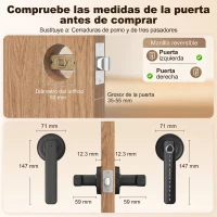 HOMCOM Cerradura Inteligente con Manilla 5 en 1 con Huella Código App Bluetooth Tarjeta NFC y Llave Registro de Accesos Negro(m-3)
