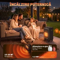 Outsunny Sobă pe Gaz Portabilă 4,2 kW, cu 3 Trepte de Căldură, Neagră(m-4)