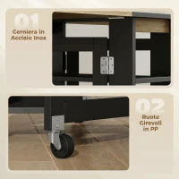 HOMCOM Tavolo Pieghevole Salvaspazio Con Ruote 2-4 Posti Rovere E Nero(m-6)